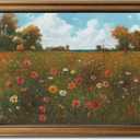 Gold Framed Wall Art Vintage Floral Canvas Wall Art Floral Countryside Blooming Wildflowers Artwork Prints Picture for Living Room Bedroom Farmhouse Bathroom Office Decor, 16x24
