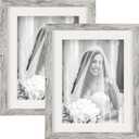 TOFOREVO Picture Frames 8x10 Set of 2 Distressed White Wood Grain Photo Frame for Gallery Wall Mounting or Tabletop Display