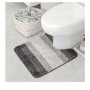 Walensee Contour Rug (20 x 24, Ombre Grey) - Non Slip, Water Absorbent, Soft Microfiber Shaggy Bath Mat, Machine Washable, U Shape Toilet Rug