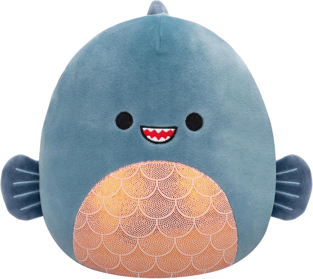 Squishmallows Original 8-Inch Kurtz Grey Teal Piranha - Official Jazwares Plush (Little)