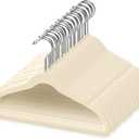 50 Premium Baby Velvet Hangers - 11.8" Non-Slip, Ultra-Slim Space-Saving Children Closet Hangers - 360 Swivel Hook, Strong & Durable Infant & Toddler Clothes Hangers for Wardrobe - Ivory