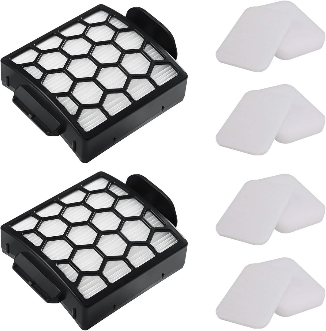 2 HEPA Filter & 4 Set of Foam Filters for Shark Navigator NV150 NV251 NV255 & Zero-M ZU62 ZU62C ZU60 Upright Shark Vacuum Filter Replacement Part 1238FT60 1239FT60