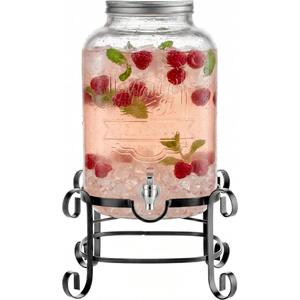 Style Setter Beverage Dispenser Cold Drink Dispenser w/ 3-Gallon Capacity Glass Jug, Metal Stand & Leak-Proof Acrylic Spigot Great for Parties, Weddings & More