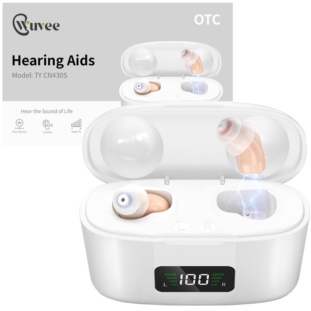OTC Hearing Aids for Seniors, Hearing Amplifiers Devices Rechargeable with Noise Cancelling, Superior Sound Quality for Women Men Hearing Loss, Auto On/Of