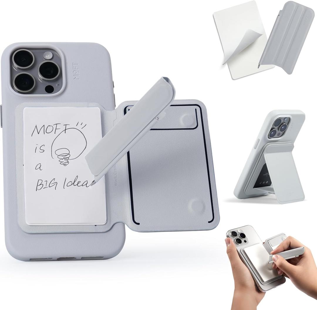 MOFT Action Inspiration MagSafe Phone Stand, Magnetic Notepad Stand Compatible with iPhone 16 Series and Other Phones with Two Types of Notepad and Magnetic Invisible Pen, Misty Cove + Misty Cove (Note Stand, Misty Cove + Misty Cove)