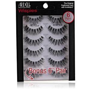 Ardell False Eyelashes Wispies Black, 1 pack (6 pairs of strip lashes per pack)
