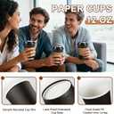 RAZCC 120 Pack 12 oz Paper Coffee Cups Set, Disposable Black Coffee Cups with Lids, Sleeves and Stirring Sticks, Fit For Cold and Hot Drinks
