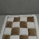 Funny Pet Couch Covers for Sofa Plush Checker Plaid Sofa Covers for Pets Washable 3 Cushion Couch Sofa Mat Friendly (Cream Dark Coffee, 50x50 cm/19.7x19.67 in)