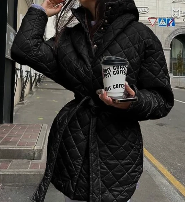 BTFBM Women Button Down Quilted Jacket Coat 2023 Fall Winter Fashion Belt Pockets Removable Padded Hood Puffer Outerwear M Black