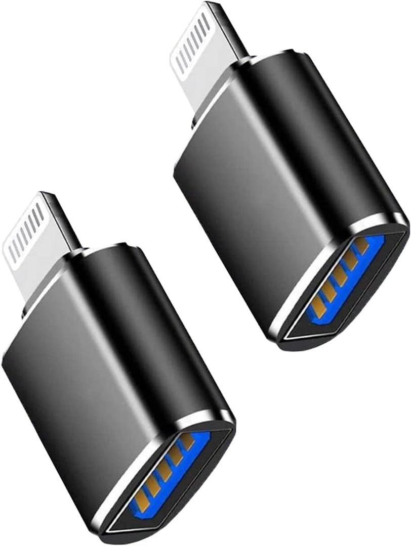 (Apple MFi Certified)Lightning Male to USB3.0 Female Adapter OTG Cable,2 Pack Portable USB Camera Adapter OTG Data Sync Cable for iPhone13/12/11/Xr/X/XS/8/7/Card Reader/Flash Drive/Mouse/MIDI Keyboard (Black)