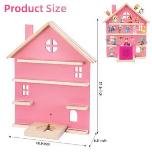WEIDLUDOR Tonie Storage Shelf for Toniebox & Tonie Characters, Durable Wooden Tonie Box Shelf, Tonie Wall Shelf for Displaying Tony Audio Play Dolls（Pink） 