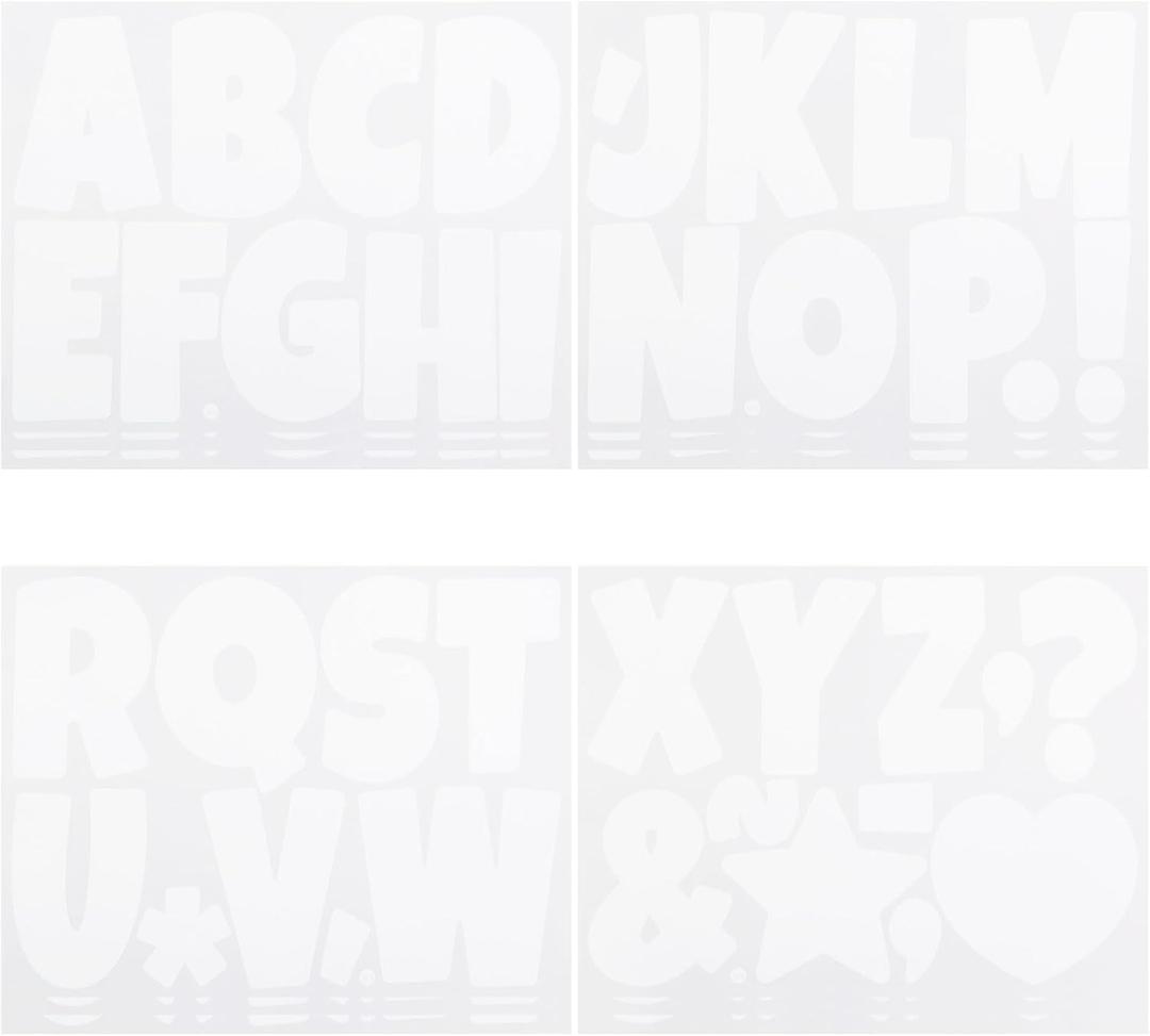 10 x 4 Inch Large Letter Stickers,117 Pieces Self Adhesive Cute Alphabet Sticker for Mailbox, Door, Truck and Outdoor, Waterproof Vinyl Symbol Stickers for DIY12 Sheets White