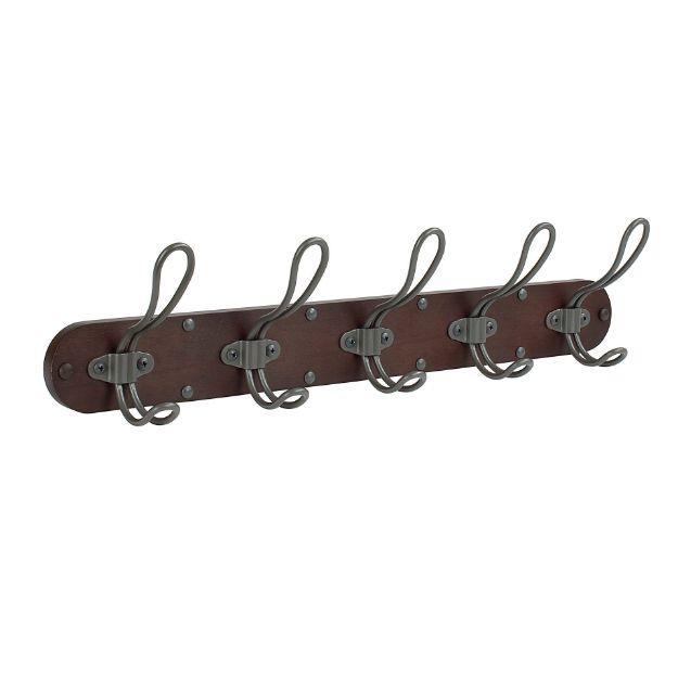 Spectrum Wall Mount Wood 5-Hook Rack 12,7cm x 50,8cm x 9,5cm