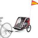 Bike Safety Flag with Pole 2 Sets, 6-Foot Adjustable Height Sturdy Fiberglass Tear-Resistant Waterproof Orange Safety Flag (Red Yellow and White)
