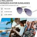 Oversized Aviator Sunglasses for Women Men 70s Trendy Sardine Big Sun Glasses Gold Metal Frame Shades