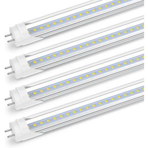 Romwish 2FT LED Tube Light, T8 T10 T12 Type B LED Light Bulb, 10W(24W Equiv.), 5000K Daylight, 1120LM, 24 Inch F20T12 Fluorescent Replacement, Remove Ballast, Double-Ended Power, Clear Cover, 4 Pack