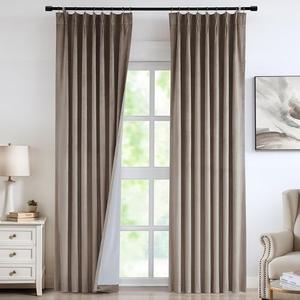 Vision Home Mocha Tan Velvet Pinch Pleated Blackout Curtains 95% Room Darkening Window Curtains 112 inch for Living Room Bedroom Thermal Insulated Velvet Pleat Drapes Pin Hooks 2 Panels 40" Wx112 L