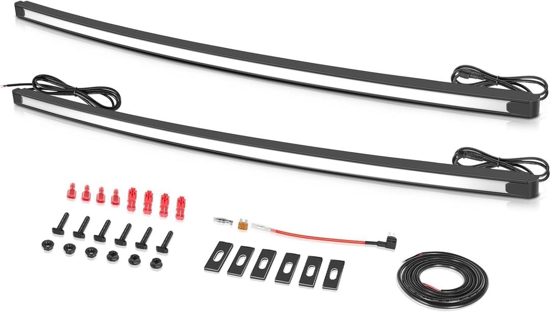 Dual LED Grille Lights for Ford, Muto-Beam 2PCS 37Inch DRL LED Grille Kit Curved Light Bar Front Grille Accent Light Bar for 2017-2022 Ford Super Duty F-250 F350 F150 Platinum