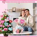 Novabright 22 Pcs Valentine Tree Decor Red Pink Valentines Day Decorations Large Conversation Hearts Tree Picks,Valentine Heart Picks for Valentines Day Home Office Decor Wood