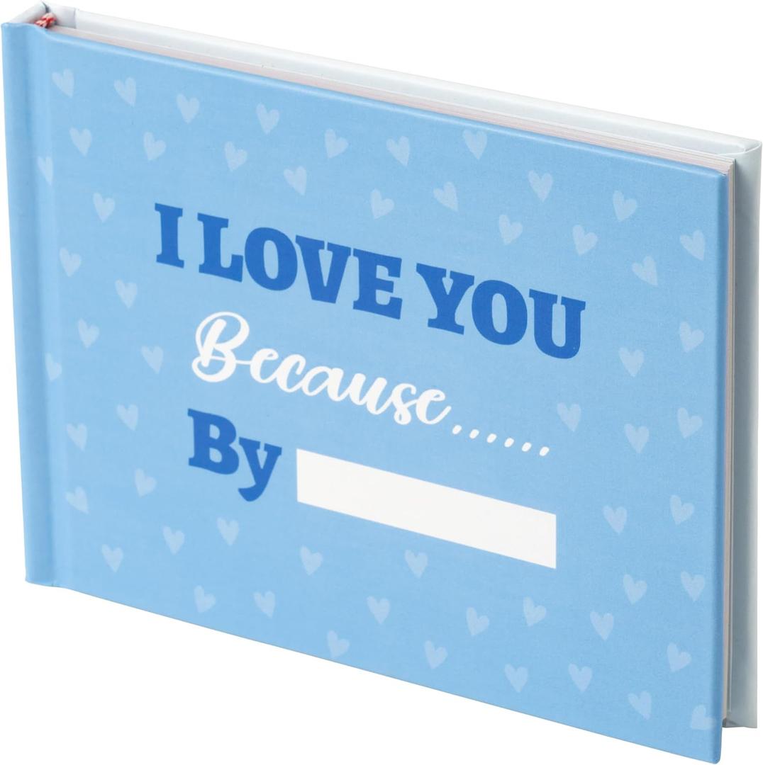 TICIAGA Why I Love You Book Fill in the Love Fill-In-The-Blank Journal Gift for Beloved, I Love You Because Book Anniversary Present for Boyfriend, Keepsake Xmas Gift from Daughter Son, 6.3 x 4.7 In