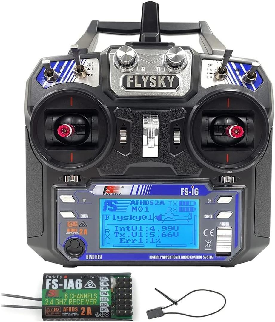 FLYSKY FS-i6 6CH 2.4GHz Radio System RC Transmitter Controller w/FS-iA6 Receiver for RC Helicopter Plane Quadcopter Glide (Mode_2)