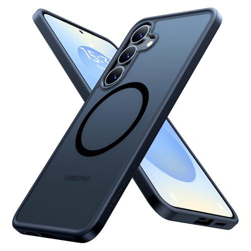 TORRAS Magnetic Shockproof for Samsung Galaxy S25 Case, Fit for MagSafe, 4X Military Grade Protection, Translucent Hard Back Slim Case for Samsung S25 Case, Anti-Fingerprint Anti-Scratch, Black