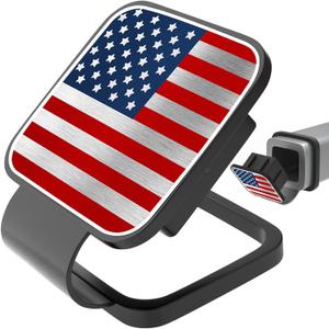 USA American Flag Hitch Cover for 2 Inch Receivers - Trailer Hitch Cover Tube Plug Insert, Car Exterior Accessories for Trucks, Jeep, Tacoma, Ford, Chevy, GMC Dodge RAM & More