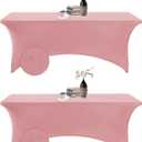 2Pack Spandex Waterproof Table Covers 6ftSpandex 6ft Waterproof Table Cover for Party,Wedding, Banquet, and Events(Dusty Pink) (6FT 2PACK)