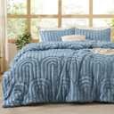 Bedsure Boho Tufted Blue Comforter King Size, GentleSoft 3 Pieces Boho Farmhouse-Style Decor Bedding, Arch Bedding for All Seasons, 1 Bed Comforter, 2 Pillow Shams, 104x90 Inches