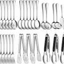 ZLMTZDJD 30 Piece Stainless Steel Serving Utensils Set - Buffet Serving Spoons Forks Tongs for BBQ, Parties, Catering, Weddings, Events - Silver