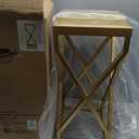 Vintiquewise Decorative Gold Square X Design Umbrella Holder Stand for Indoor and Outdoor