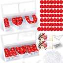 Fuyoooo 2 Set I Love You and Mom Letter Boxes Empty for Mothers Day DIY Fillable Chocolate Candy Flower Gift Packaging 17.52x6.1x3.82 Inch with 50 Roses 50 Bouquet Pins 2 3D Greeting Cards(White), 1 Count