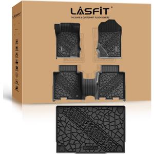 LASFIT Floor Mats & Cargo Liner for Ford Bronco 4-Door Carpet Floor Only 2026 2025 2024 2023 2022 2021 All Weather TPE SUV Trunk Mat Custom Fit Cargo Area Mat, 1st+2nd Row+Trunk Liner Full Set