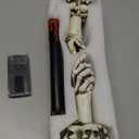 Eldnacele Halloween Flameless Taper Candle Lights Battery Operated with Remote and Timer, 2 Pack Skeleton Hand Holders Black Dripping Wax Effect LED Flickering Candles Home Decor(3 x 12)