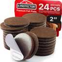 X-Protector Felt Furniture Pads - 24 Pcs 2" Round - Chair & Floor Protectors - For Hardwood Floors - Protect Your Floors! (Brown)