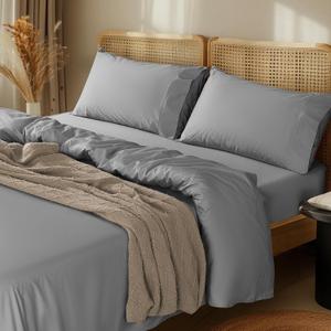 LBRO2M 1000 Thread Count 100% Egyptian Cotton Sheets Set Queen Size, 4 Piece Sets Bed Sheet Deep Pocket Sheet Set 16" Soft Comfortable All Season (Queen,Gray)