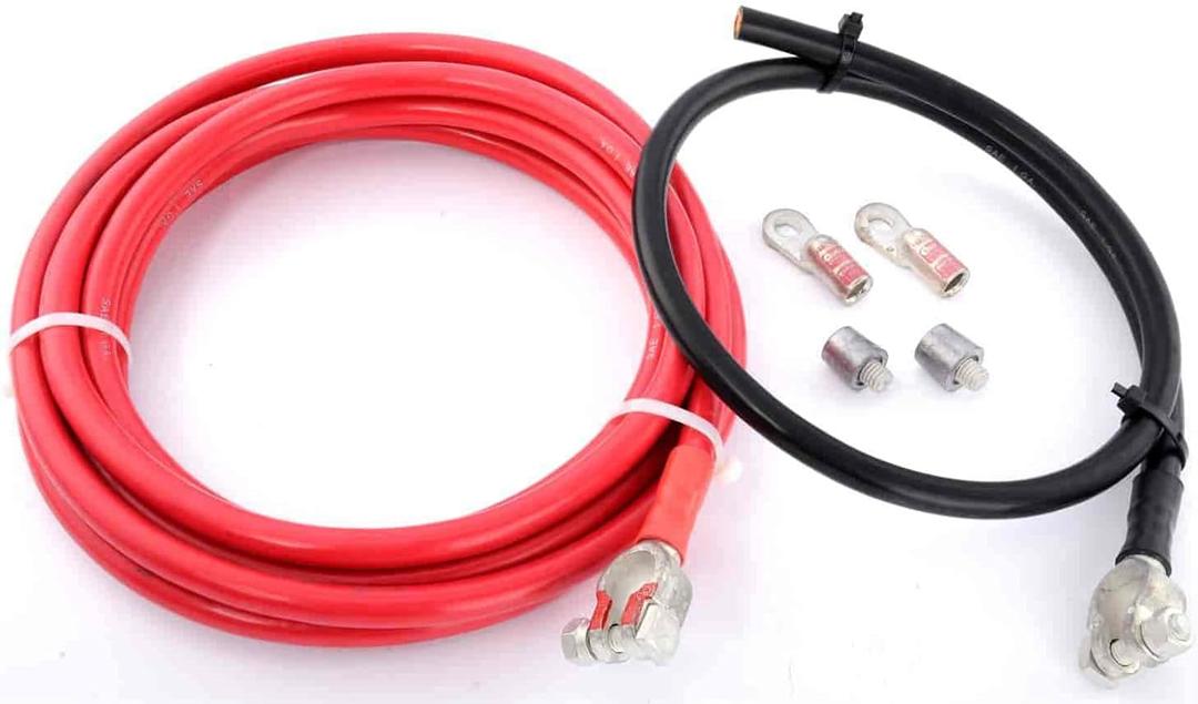JEGS Remote Battery Cable Kit | 1-Gauge | 3/8  Terminal Size | Includes One 15-Foot Positive Cable, One 3-Foot Negative Cable, 2 Battery Terminals, 2 Cable Lugs, And 2 Side Post Adapters