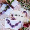 4 x AZAZA Floral Thank You Cards with Envelopes 24 PK, Wedding Purple Cards Unique Floral Design, 4x6 Wildflower Thank You Notes for Baby Shower, Bridal Shower, Sympathy (Purple Violet Flowers)