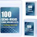 100ct Semi-Rigid Card Holder and 100ct Penny Sleeves, Grading Card Sleeves for PSA, BGS, SGC, Card Submission Kit with 1/2" Lip, Toploader Card Protectors for Grade Sending Collection Trading
