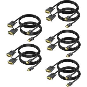 HDMI to VGA Cable 10-Pack, Computer HDMI to VGA Monitor Cord 6ft Male to Male NOT-Directional UHD 1080P@60Hz Video for Computer, Desktop, Laptop, PC, Monitor, Projector, HDTV and More