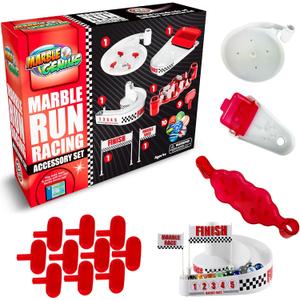 Marble Genius Marble Racing Booster Set - 25 Pieces Total (Including 10 Marbles), Construction Building Blocks Toys for Ages 3 and Above, with Instruction App Access, Add-On Set