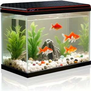 20 Gallon Fish Tank, Large Smart Aquarium with Self-Cleaning Pump 3 Color Lights Water Temperature Detection System, Smart Fish Tank for Betta Shrimp Guppy Goldfish Beta, Home Decor Gift with Tank (Clear)