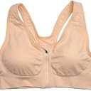 Women's Zip Front Sports Bra Wireless Post-Surgery Bra Active Yoga Sports Bras Flesh XL