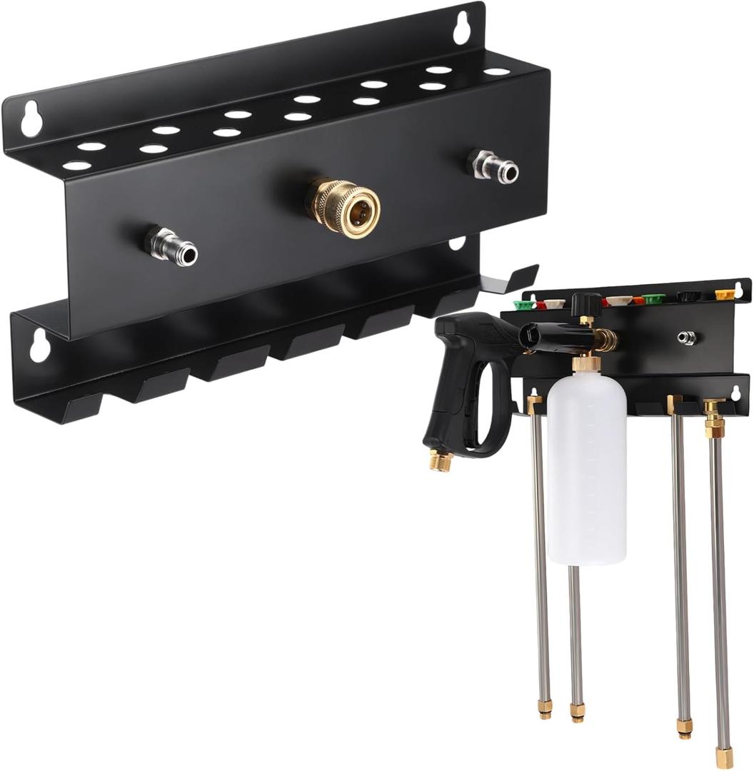 DoubleFill Pressure Washer Gun Holder, Wall Mount Foam Cannon Holder, Car Wash Accessories Organizer for Wand/ Nozzle Tips, 1/ 4'' Pressure Washer Accessories Storage Rack(Black) DoubleFill Pressure Washer Gun Holder, Wall Mount Foam Cannon Holder, Car Wash Accessories Organizer for Wand/ Nozzle Tips, 1/ 4'' Pressure Washer Accessories Storage Rack(Black)