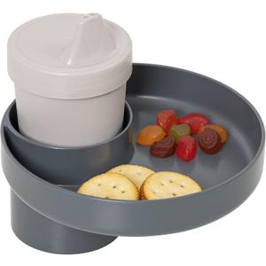 Travel Tray Round, USA Made Cup Holder Tray and Cup Holder Adapter for Car Seat, Booster, Stroller, Golf Cart, Gray