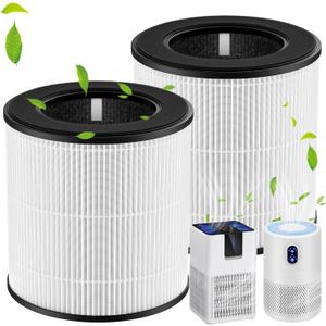 M05 B-D02L Replacement Filter Compatible with MOOKA M05/ B-D02L Air Purifi-ers, for KOIOS B-D02L, for VEWIOR B-D02U, HEPA Air Filter and Activated Carbon Filter, 2 Pack, White