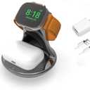 iMorde for Apple Watch Charger,for iWatch Charger Stand,for Airpods 4/3/2/Pro,2 in 1 Wireless Fast Watch Stand Charging Compatible with iWatch 10/9/8/7/6/5/4/SE, Holder Charging Dock Cable(Gray)
