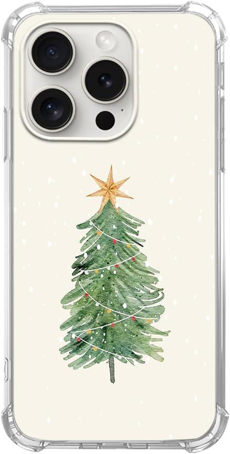 Watercolor Christmas Tree Phone Case Compatible with iPhone 16 Pro Max, Aesthetic Christmas Phone Case for iPhone 16 Pro Max, Cool TPU Shockproof Case Cover