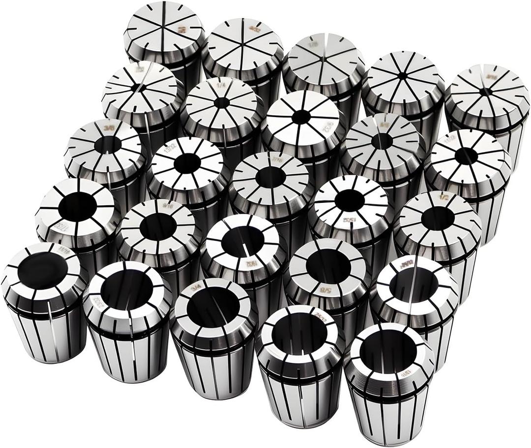 ER32 Spring Collet Set 1/32" 1/16"- 13/16" Compatible with CNC Engraving Machine & Milling Lathe Tools (Optional 25 or 26 Set) (25 Pcs)