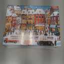 Vintage Christmas Town Jigsaw Puzzles for Adults 500 Pieces Winter Holiday Scene with Classic Cars, Festive Shoppers, Decorated Tree & Snowy Streets - Family Challenge Puzzle 23"x15"